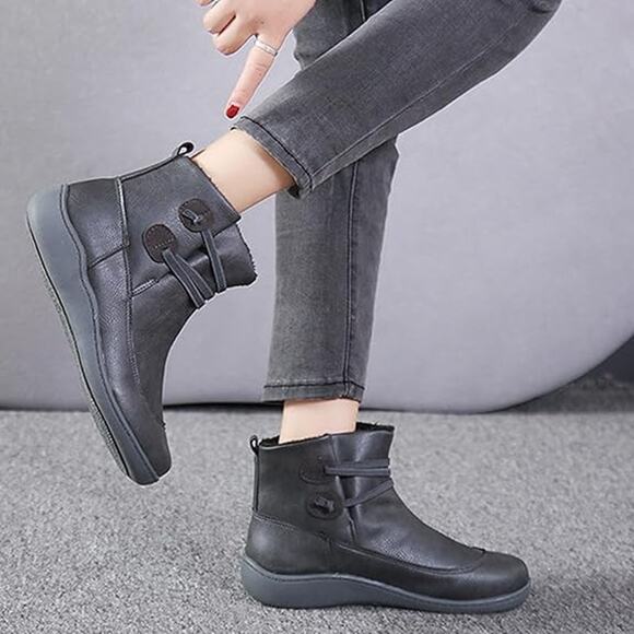 Women Ankle Boots Low Heel Slip on Comfortable Booties Gray Size 9.5US / 41CN - Picture 1 of 13
